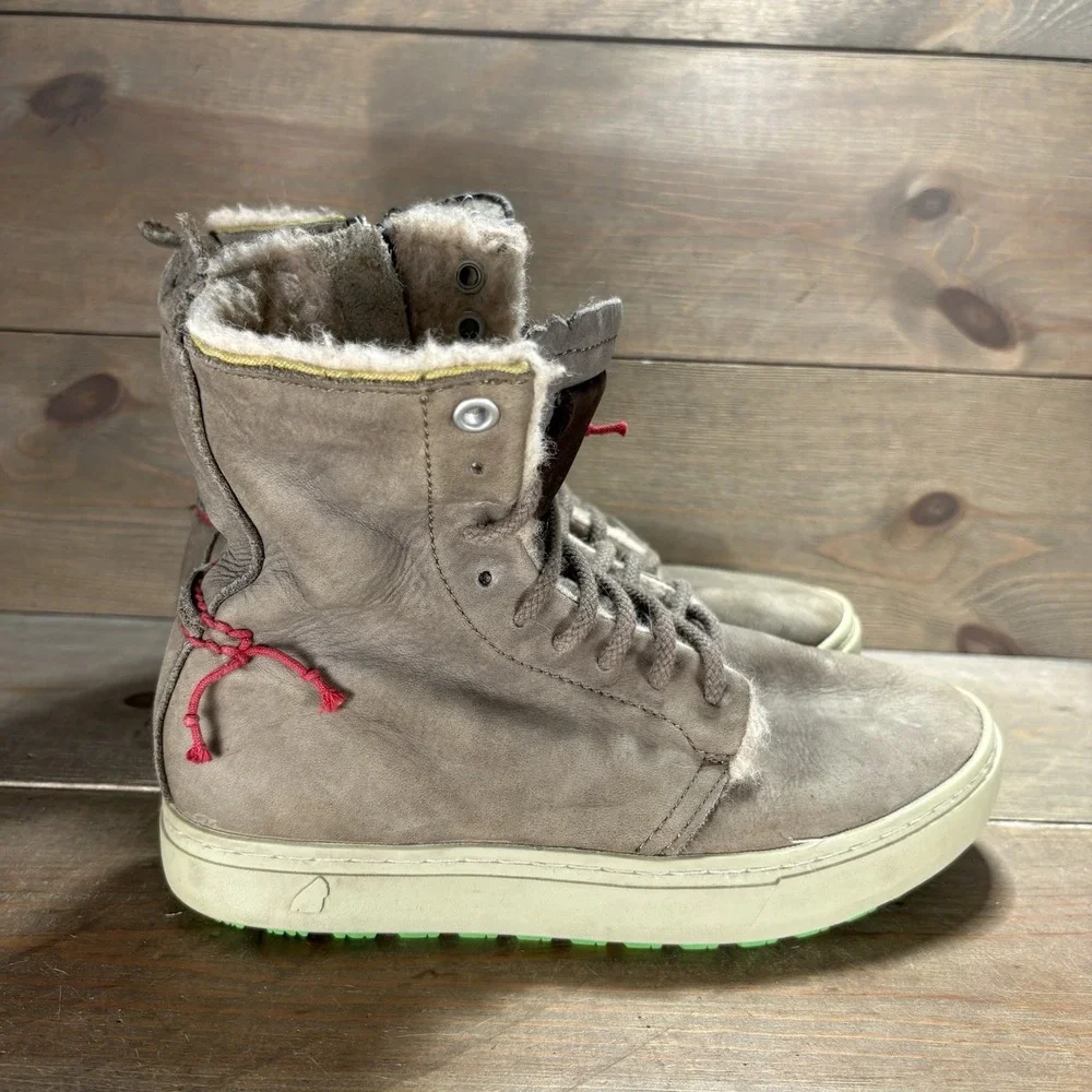 satorisan waraku womens size 36 shoes brown leather fur lined snow boots